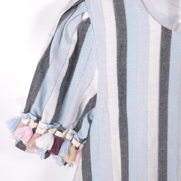 Loveriche Mini Dress Flare Striped Tassels Ruffled Hem‎ Cotton LD42842 SMALL - Picture 6 of 13